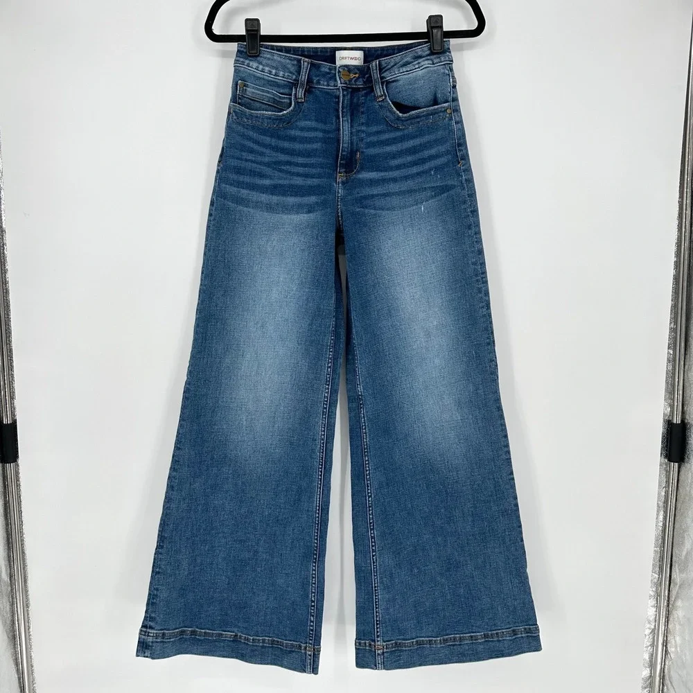 Driftwood Martha Jeans Wide Leg Flare Denim Stretch Chic Casual Women 26x32 Boho